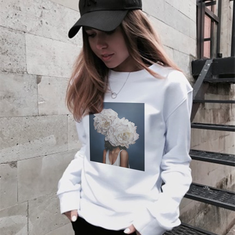 White Harajuku Women's Sweatshirt in Print